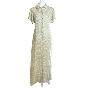 Billabong Garden Dress Size S Maxi Crinkle‎ Viscose Beach Flutter Flowy Green
